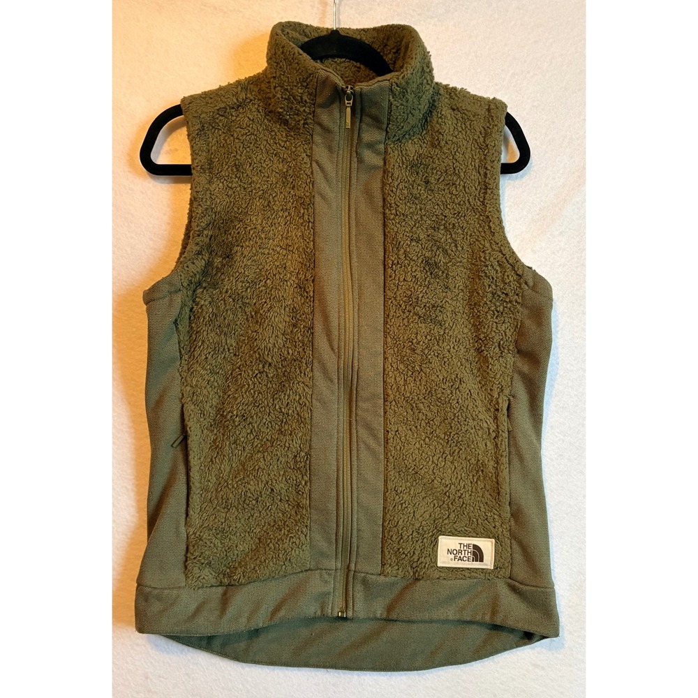The North Face Furry‎ Fleece Vest Green Zip Up Size M